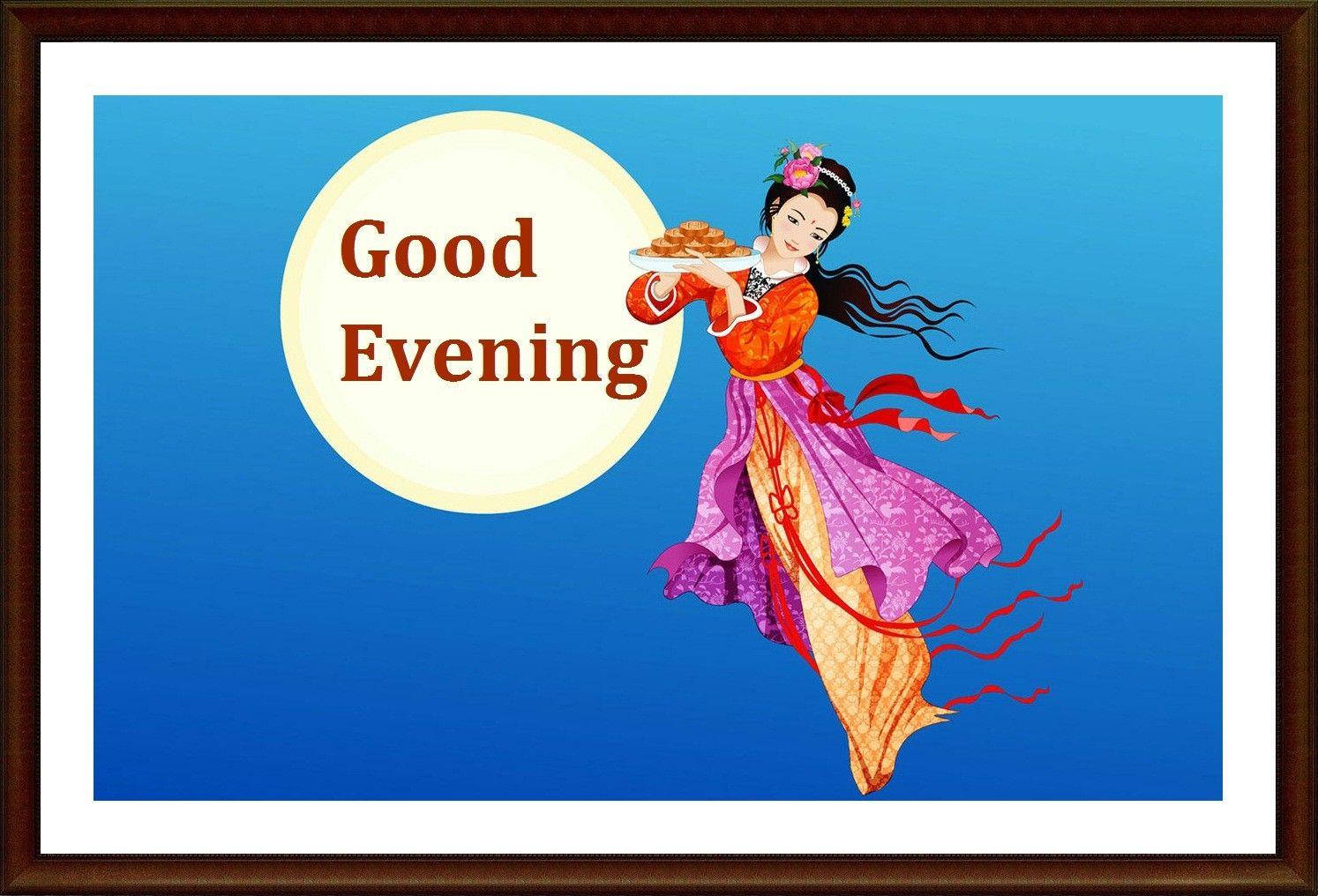 Good Evening, orange and purple robes, glowing moon, HD Desktop Wallpaper