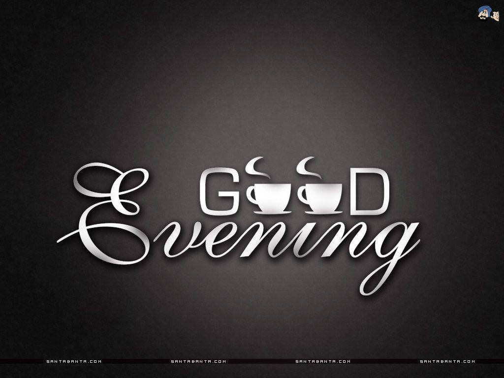 Good Evening, coffee cup icons, dark gradient background, SD Desktop Wallpaper
