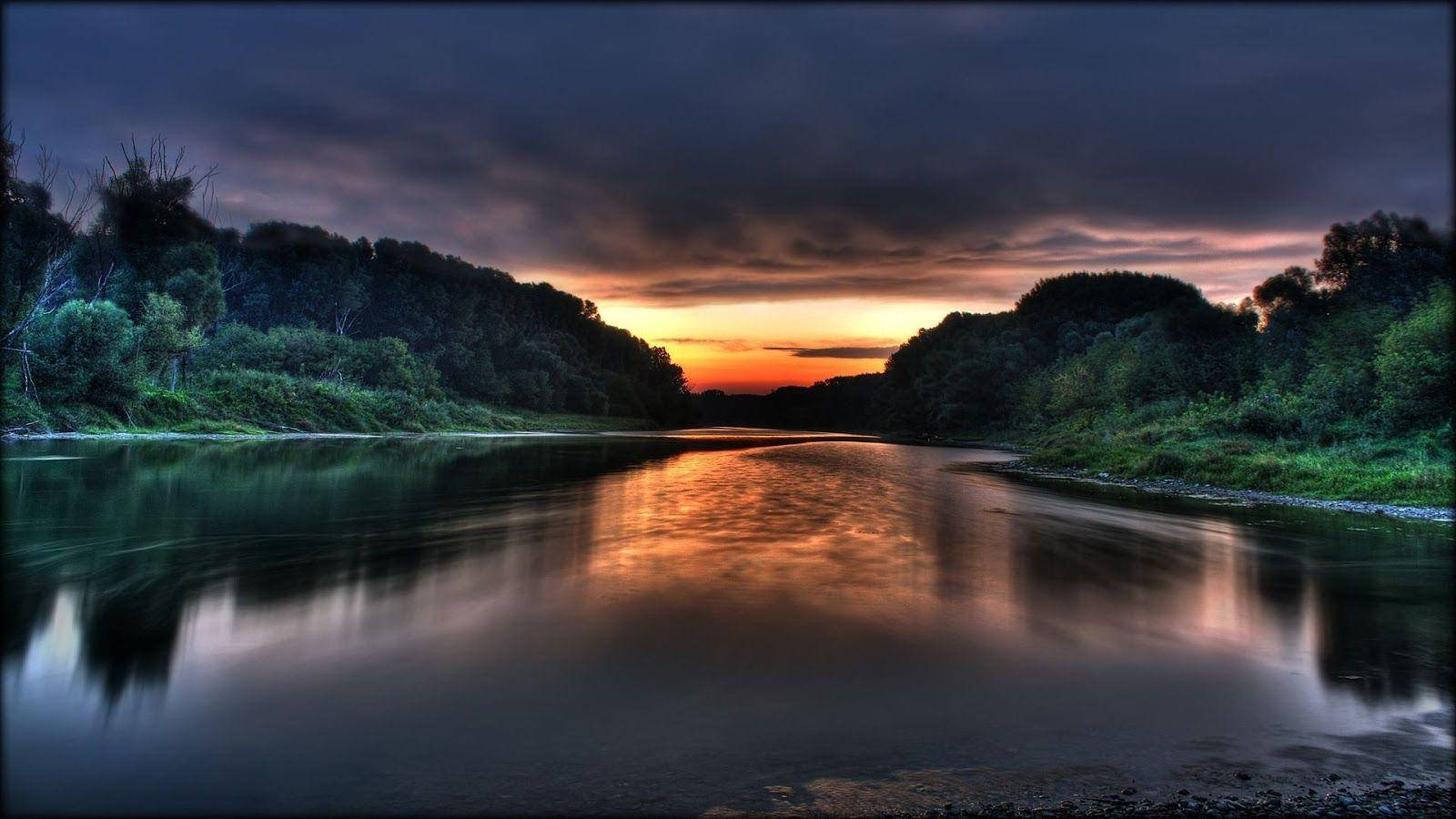 Good Evening Scene, sunset, dark storm clouds, HD Desktop Wallpaper