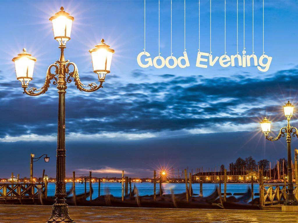 Good Evening, lampposts, twilight sky, SD Desktop Wallpaper