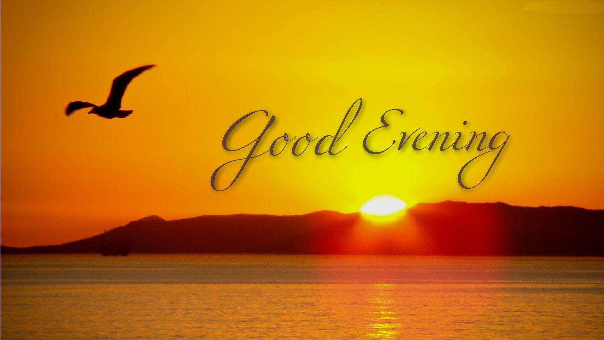 Good Evening, fiery sunset, calm water, Full HD Desktop Wallpaper