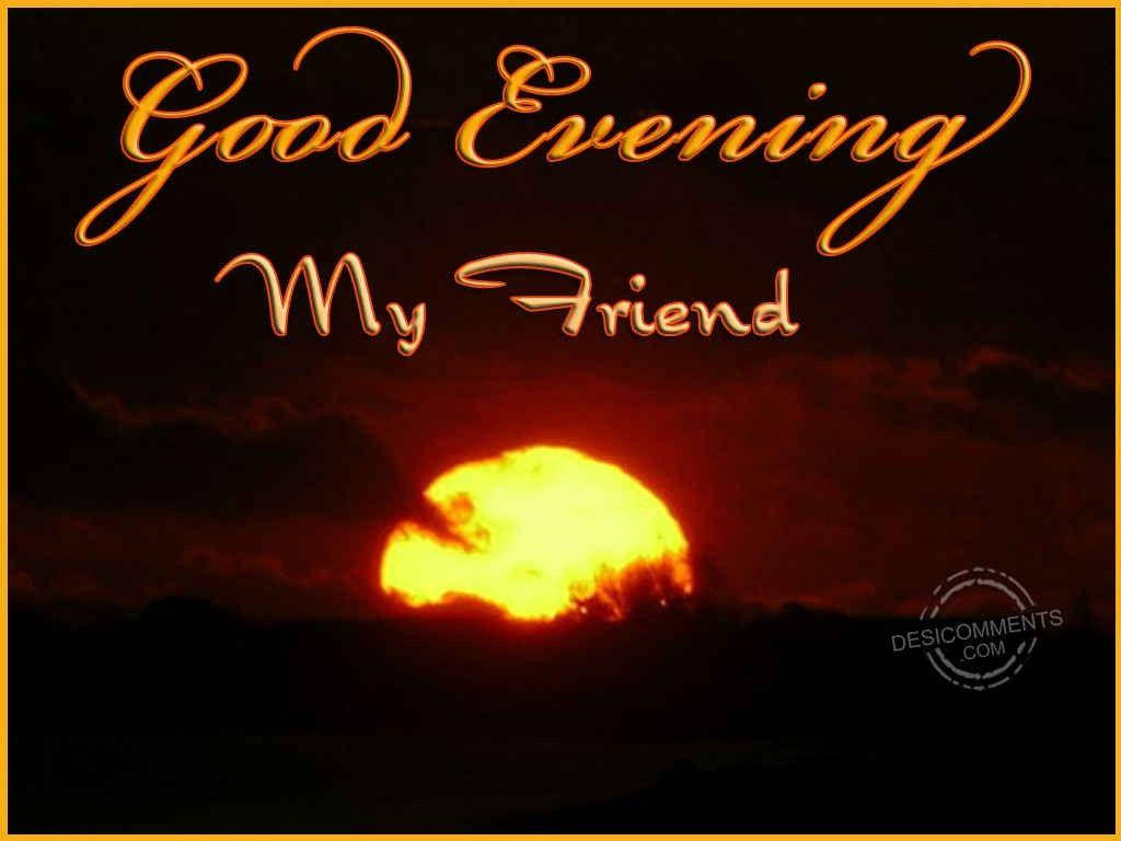 Good Evening My Friend, fiery orange sun, clouds, SD Desktop Wallpaper
