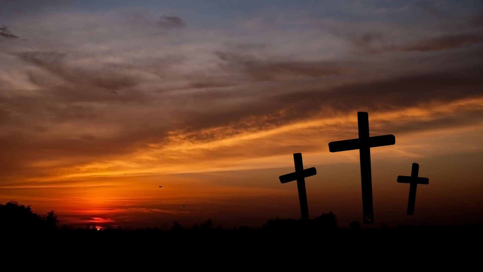 Good Friday, Holy Sunset, three crosses, Full HD Desktop Wallpaper