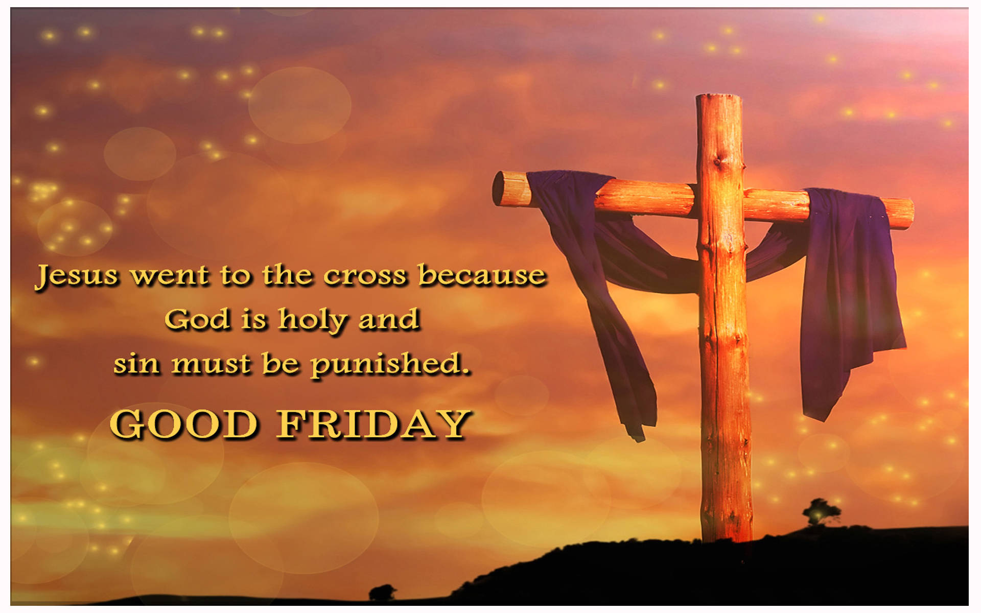 Good Friday Proverbs, wooden cross, purple cloth, Full HD Desktop Wallpaper