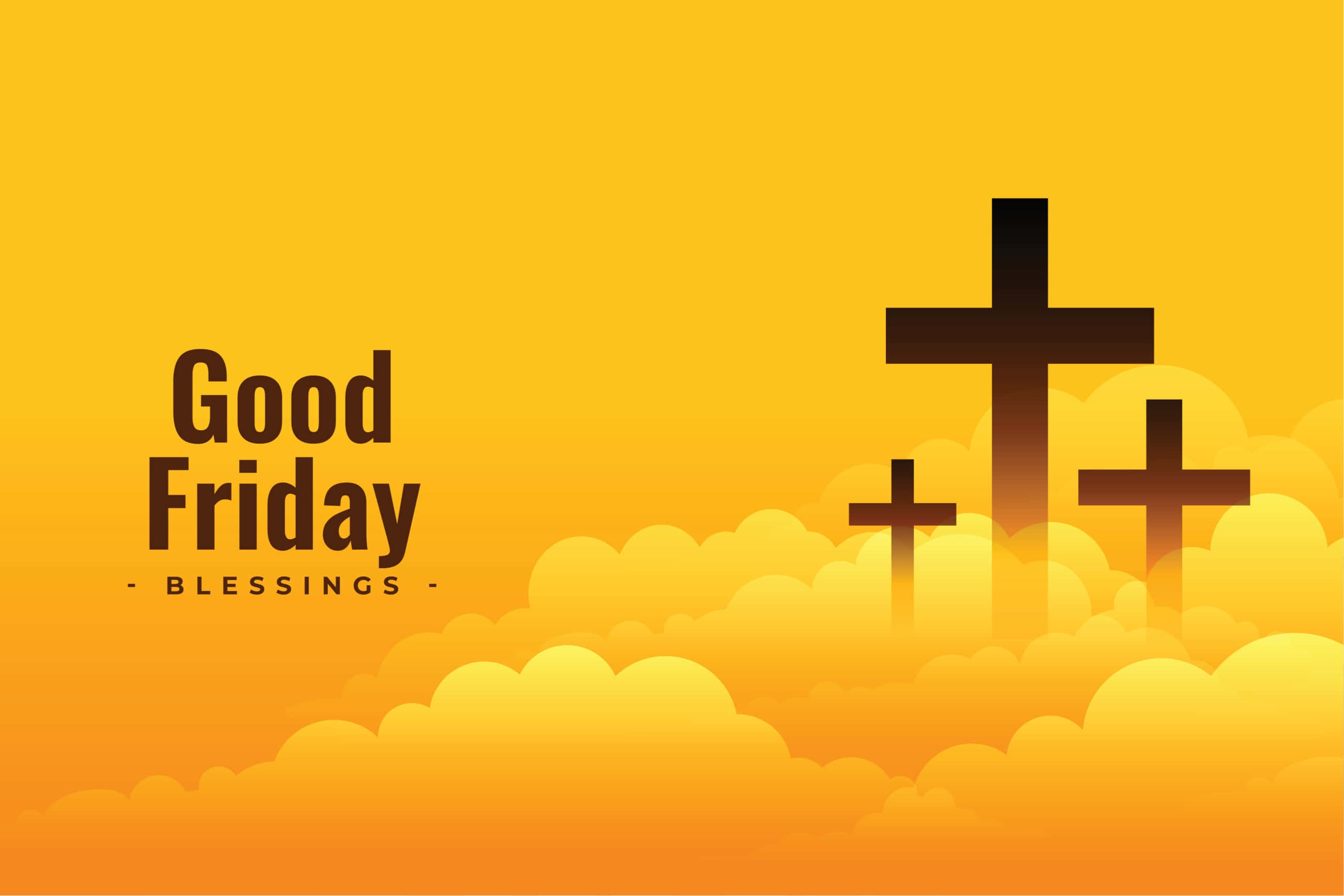 Divine Light of the Sacred Cross, Good Friday Blessings, golden clouds, 2K Desktop Wallpaper