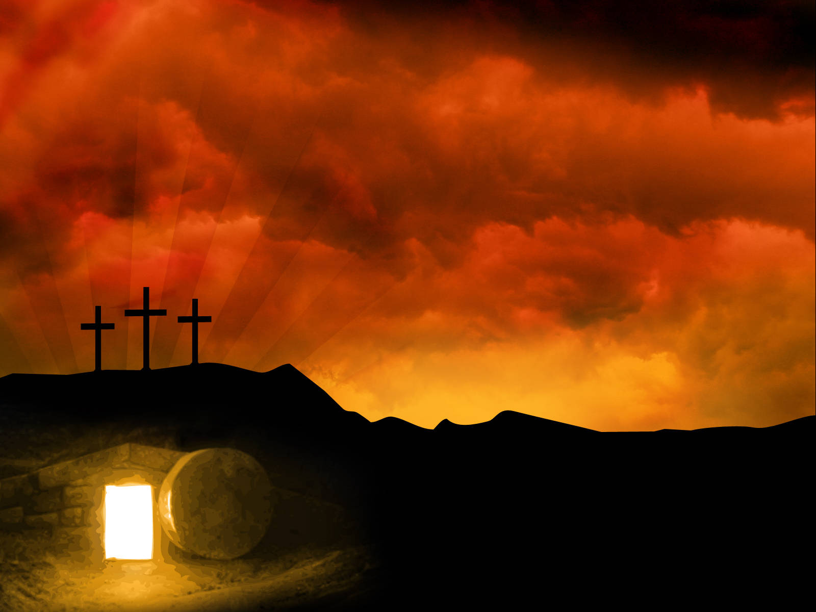 Good Friday, sunset, three crosses, HD Desktop Wallpaper