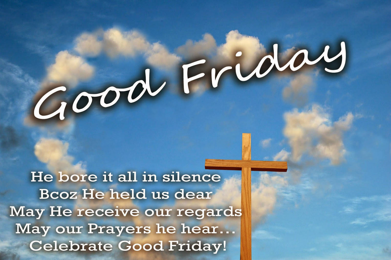 Good Friday, wooden cross, bright blue sky, HD Desktop Wallpaper
