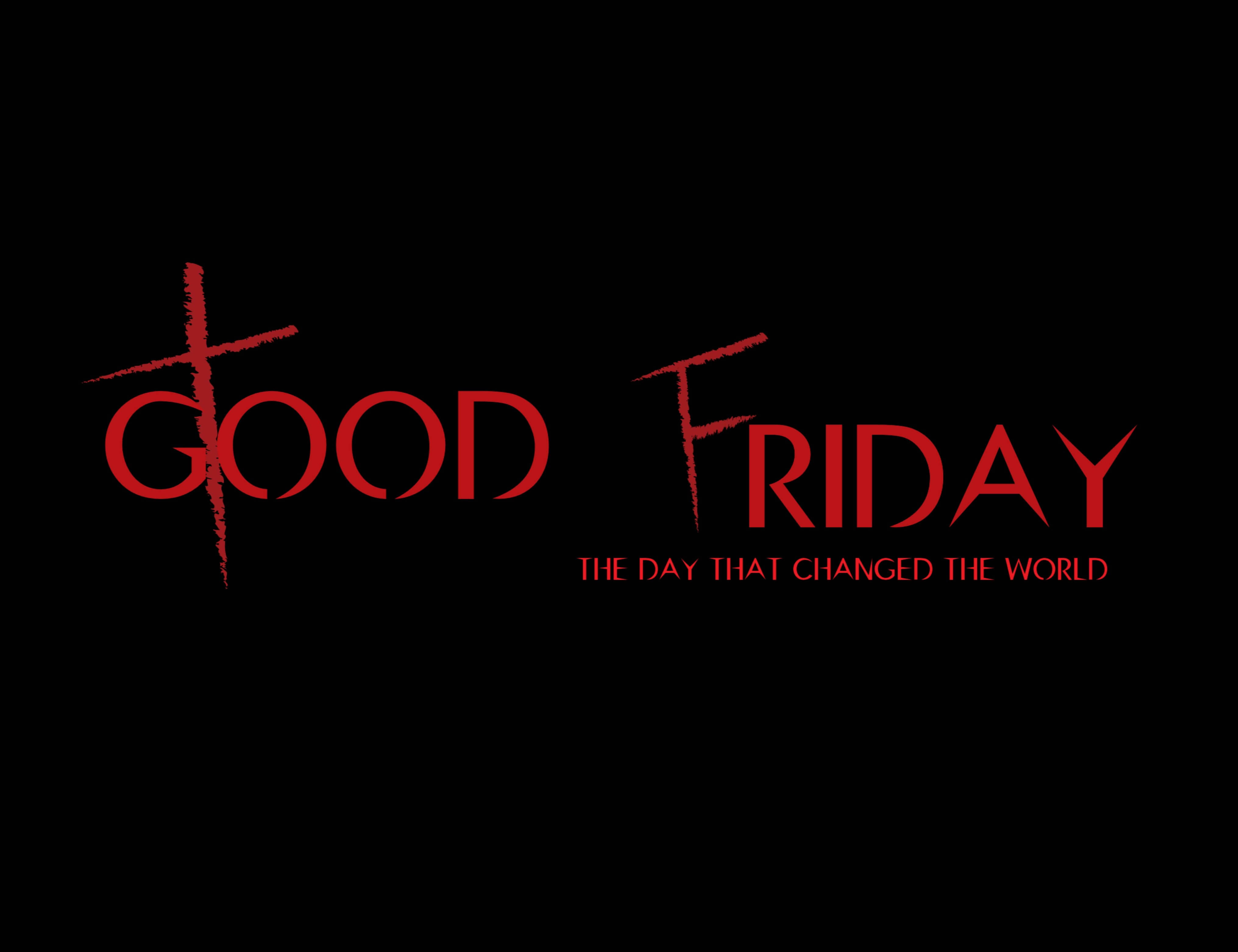 Good Friday, black background, bold red text, 4K Desktop Wallpaper