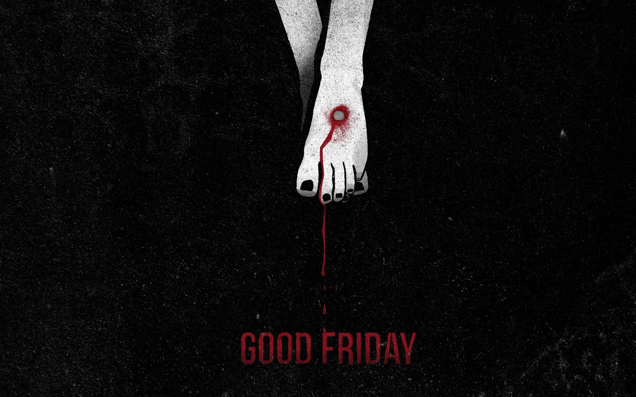 Good Friday, red blood, stark white foot, 2K Desktop Wallpaper