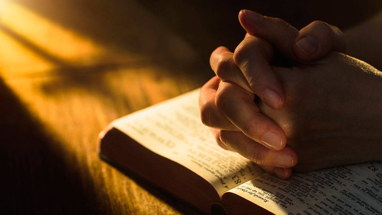 Good Friday Prayer, hands clasped in prayer, open book, HD Desktop Wallpaper