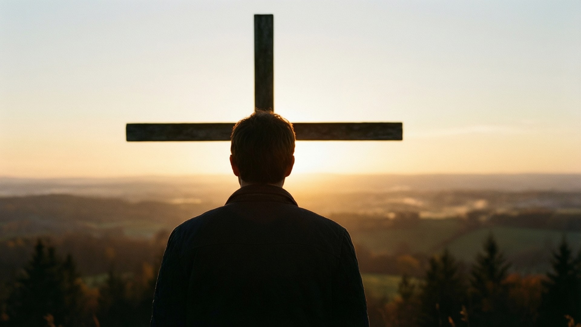 empty cross, sunrise, silhouette, Full HD Desktop Wallpaper