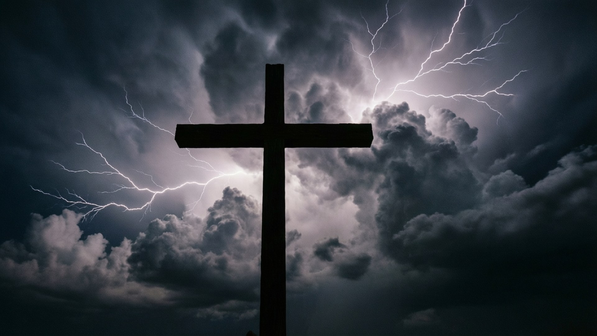 stormy calvary, black cross, stormy sky, Full HD Desktop Wallpaper
