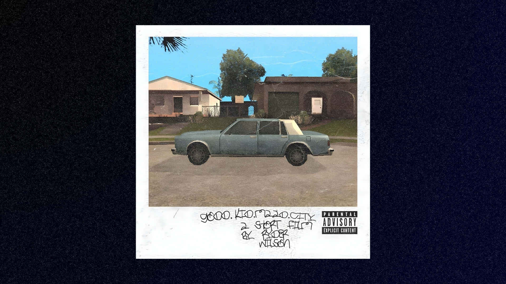 Good Kid Maad City, vintage blue sedan, suburban houses, Full HD Desktop Wallpaper