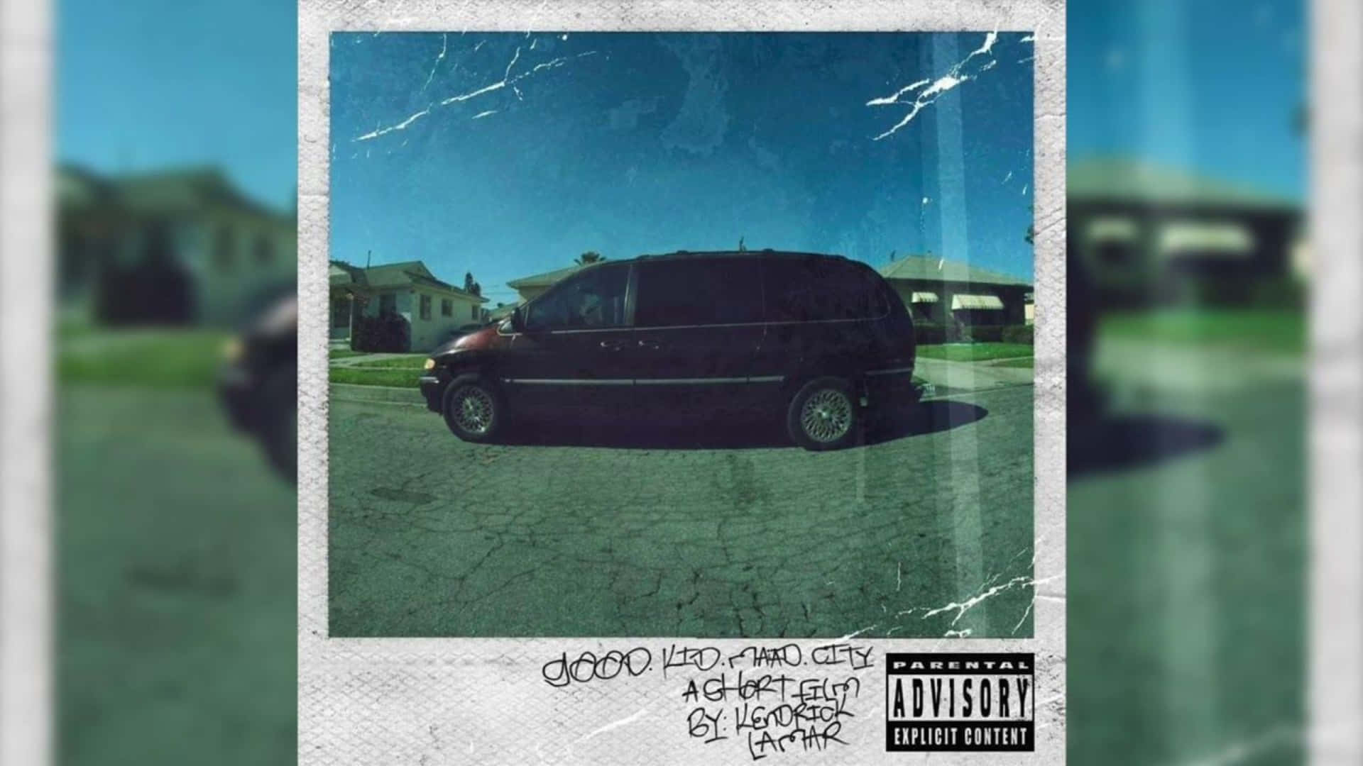 Good Kid Maad City, black minivan, cracked asphalt street, Full HD Desktop Wallpaper