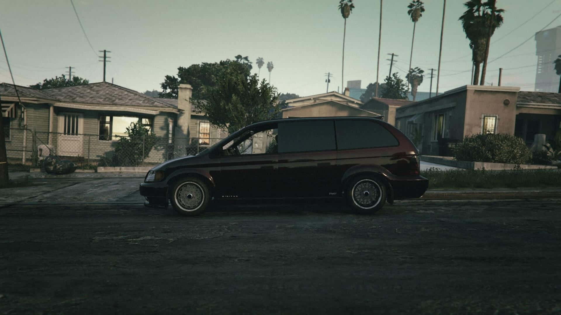 Good Kid Maad City, black minivan, cracked asphalt street, Full HD Desktop Wallpaper