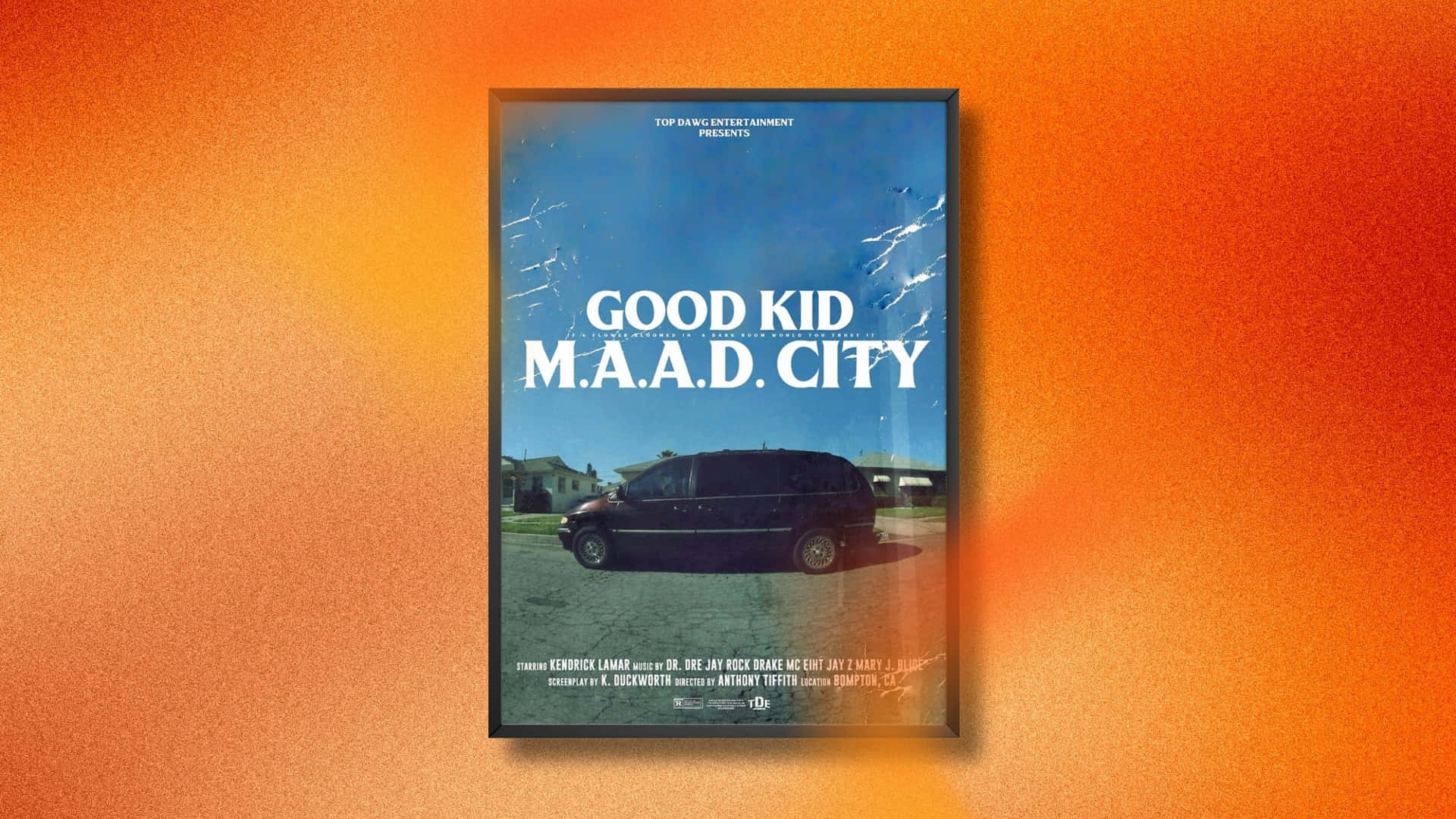 Good Kid M.A.A.D City, movie poster, textured orange gradient wall, Full HD Desktop Wallpaper