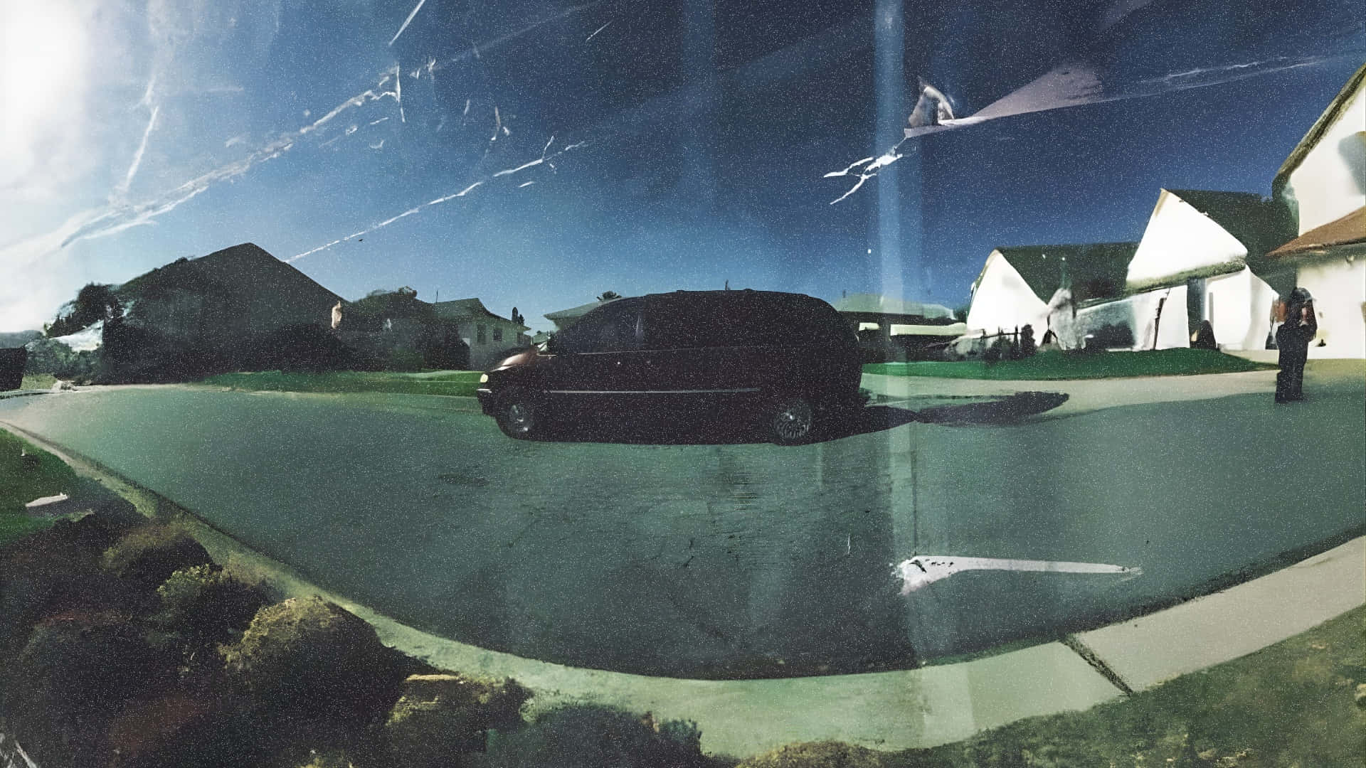 Good Kid Maad City, fisheye view, cracked windshield, Full HD Desktop Wallpaper