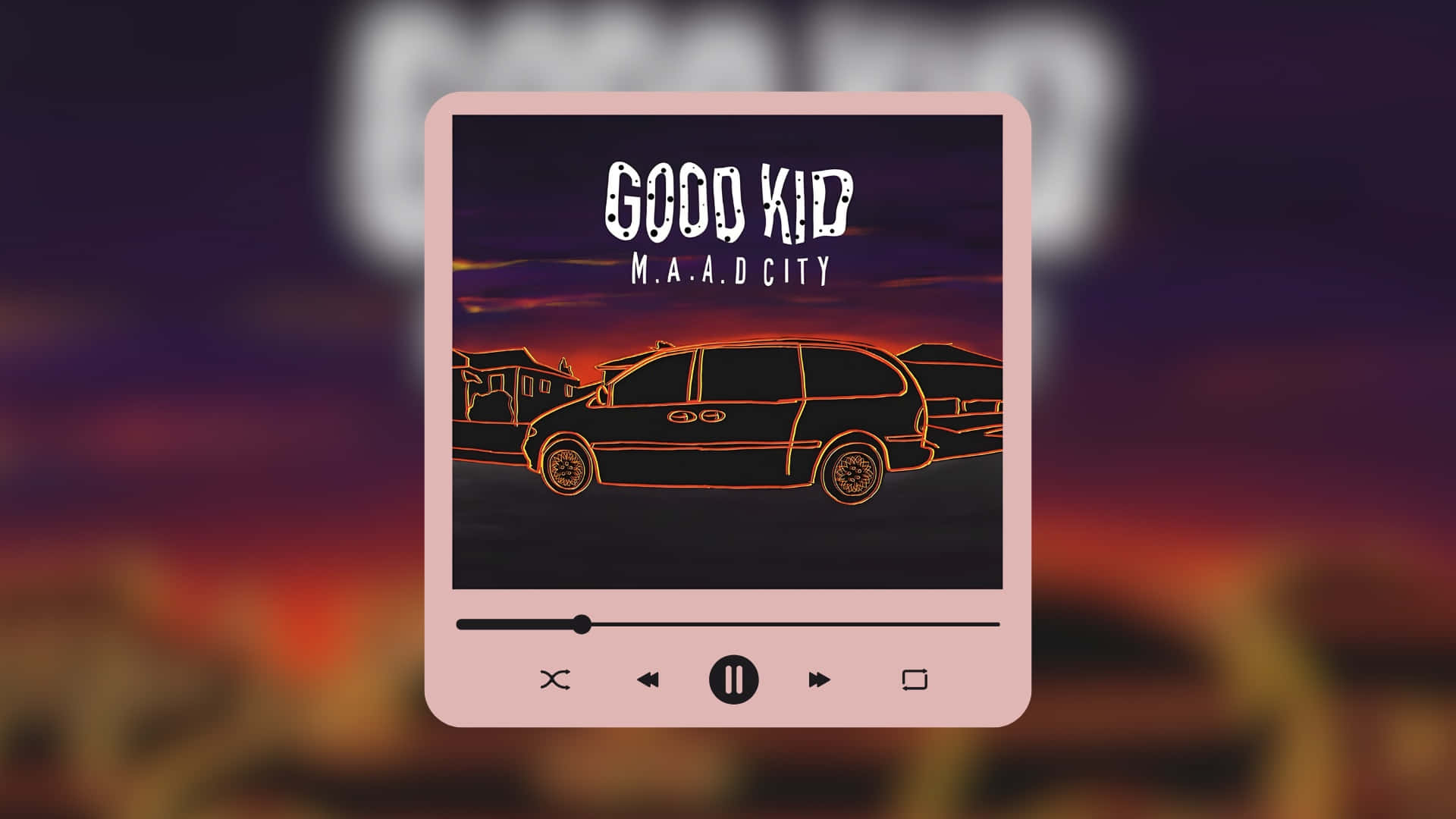 Good Kid M.A.A.D City, pink music player icon, van, Full HD Desktop Wallpaper