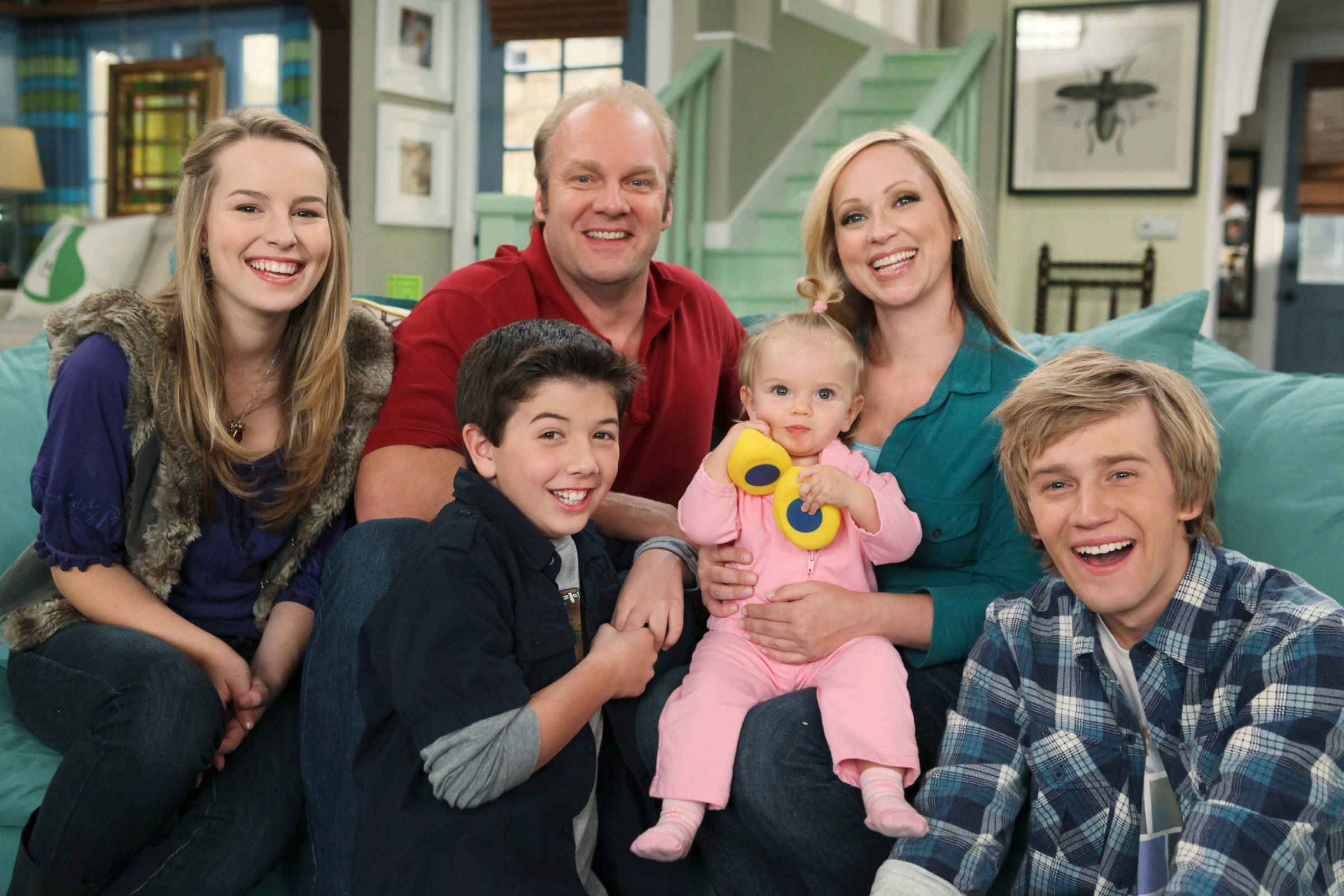 Good Luck Charlie, family, teal couch, Full HD Desktop Wallpaper