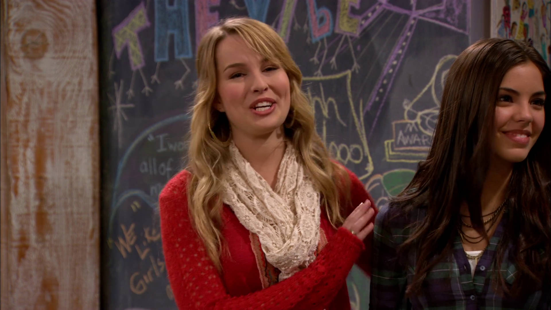 Good Luck Charlie, sweater, colorful chalkboard wall, Full HD Desktop Wallpaper
