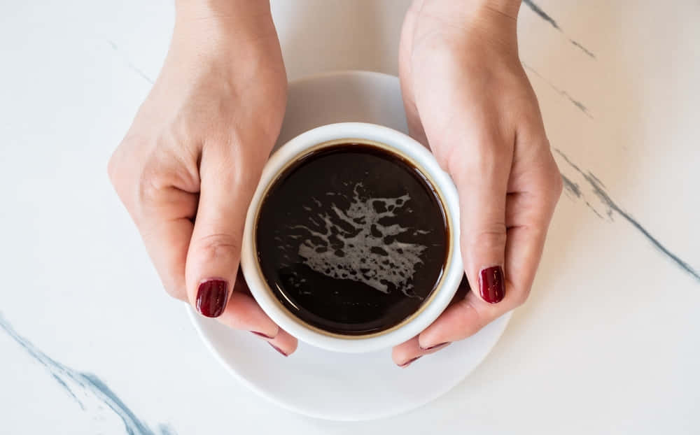 red nail polish, white cup, black coffee, SD Desktop Wallpaper