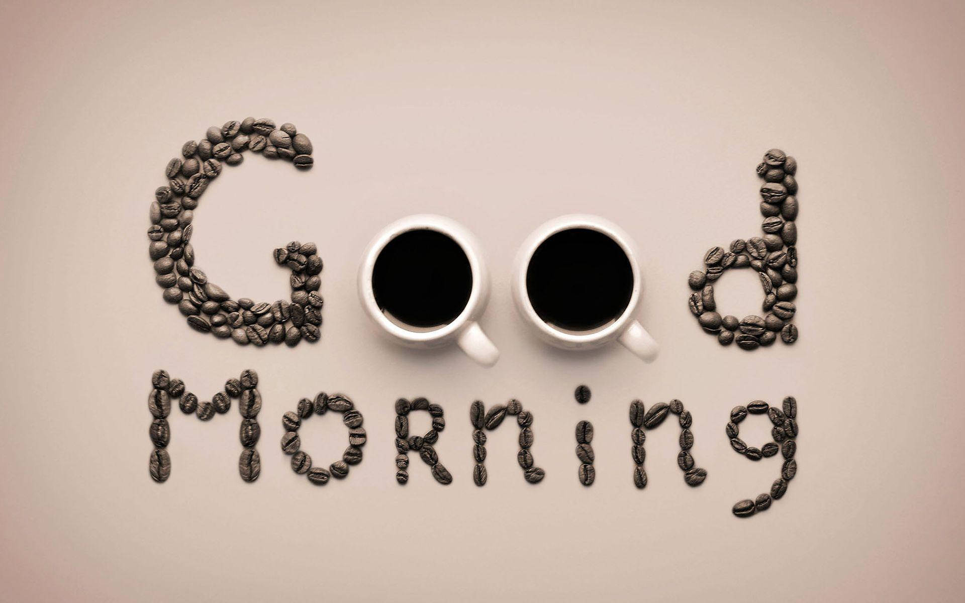 Good Morning HD Coffee Beans, white coffee cups, dark roasted coffee beans, Full HD Desktop Wallpaper
