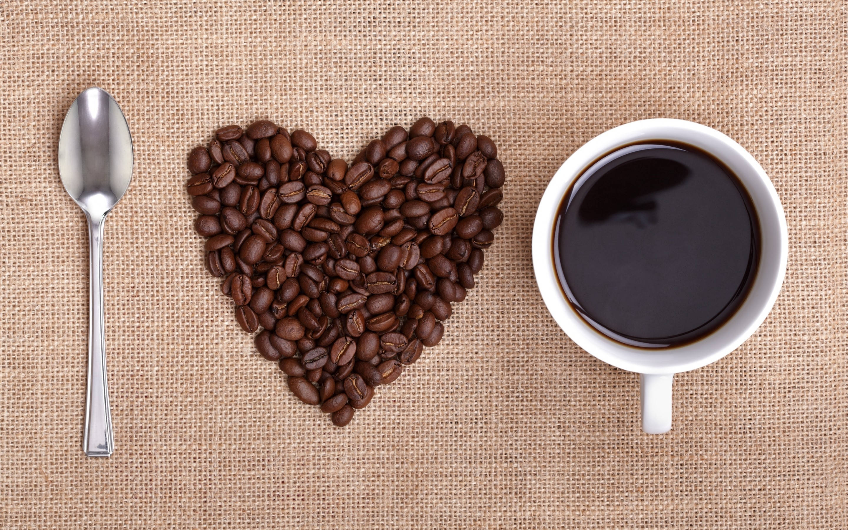coffee beans, white cup, black coffee, 2K Desktop Wallpaper