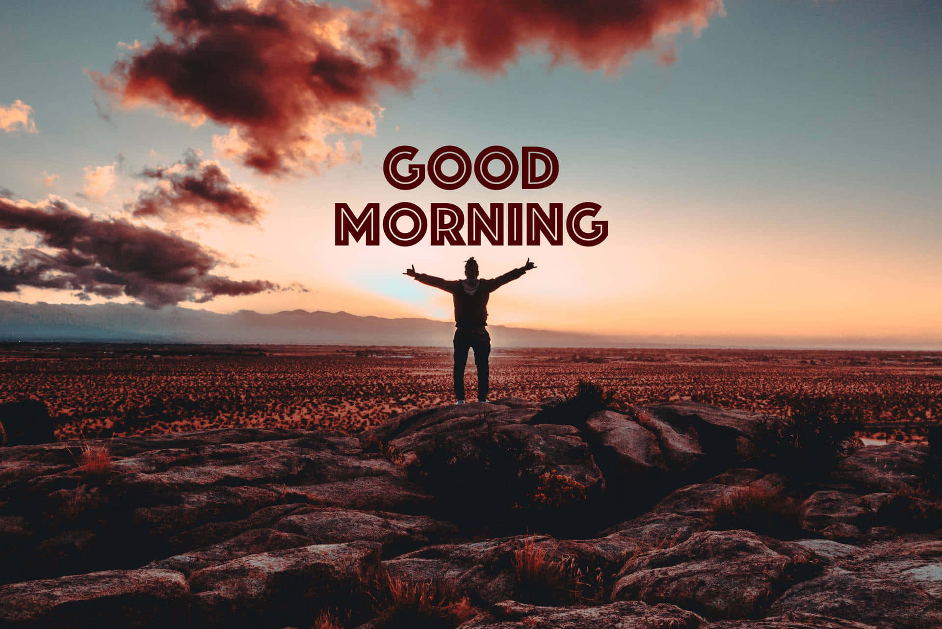 Good Morning Friday, sunrise, rocky desert plateau, Full HD Desktop Wallpaper
