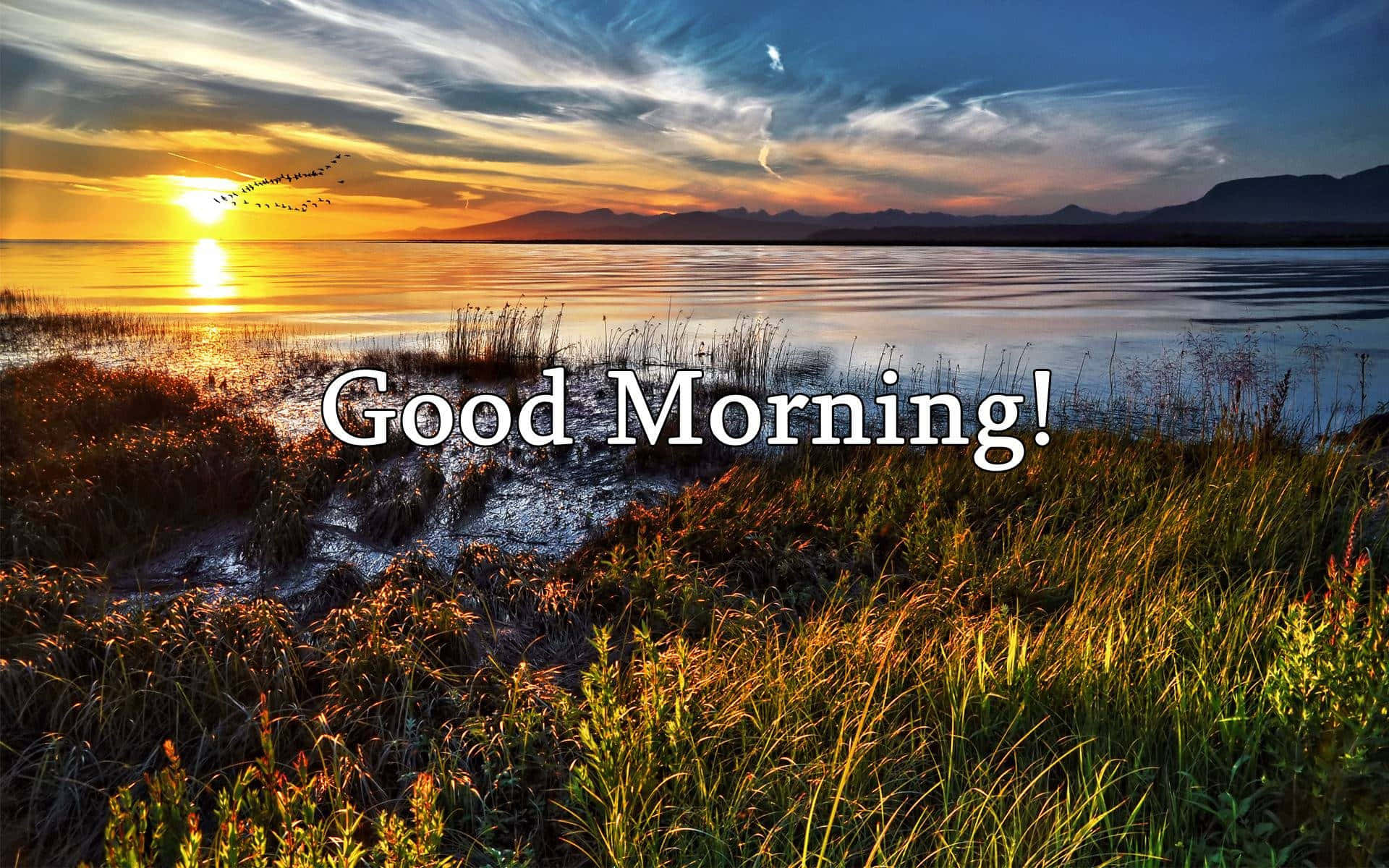 Sunrise Lake, Good Morning Friday, calm water, Full HD Desktop Wallpaper