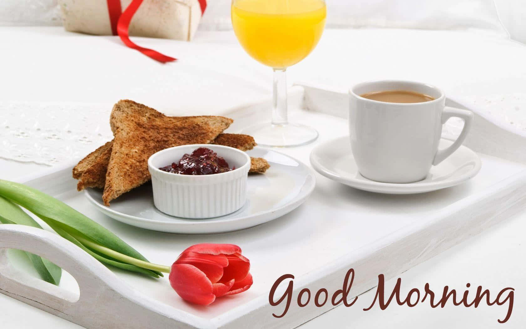 Good Morning Friday, white tray, toast, HD Desktop Wallpaper