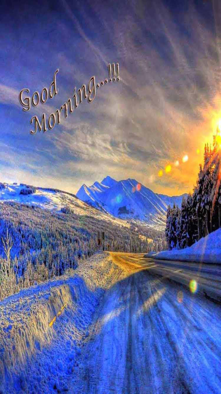 Good Morning Friday, snowy road, forested valley, HD Phone Wallpaper