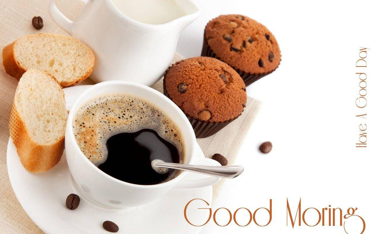 Good Morning HD, chocolate chip muffins, steaming coffee, HD Desktop Wallpaper