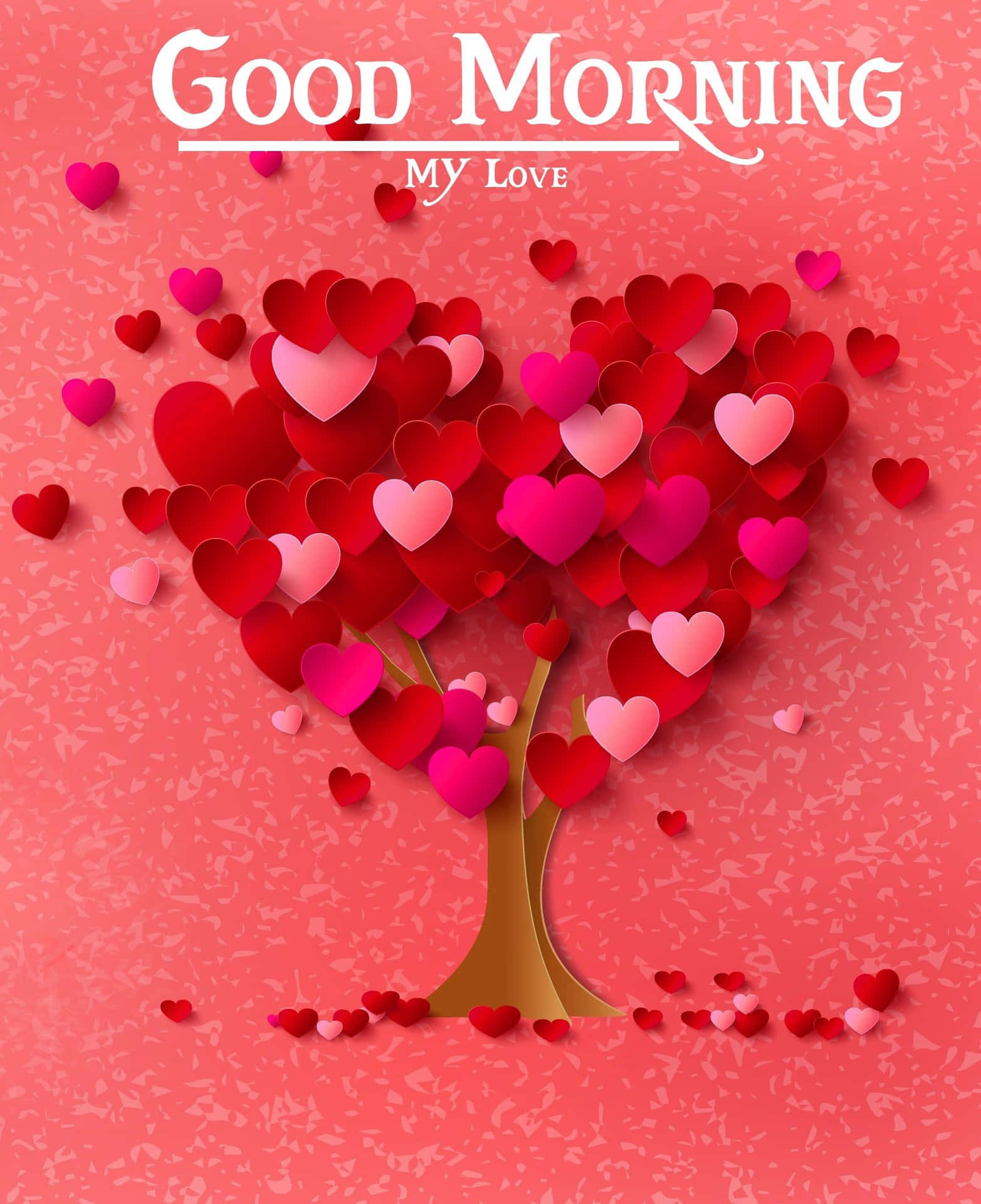 Good Morning My Love, heart tree, red pink and white hearts, Full HD Phone Wallpaper