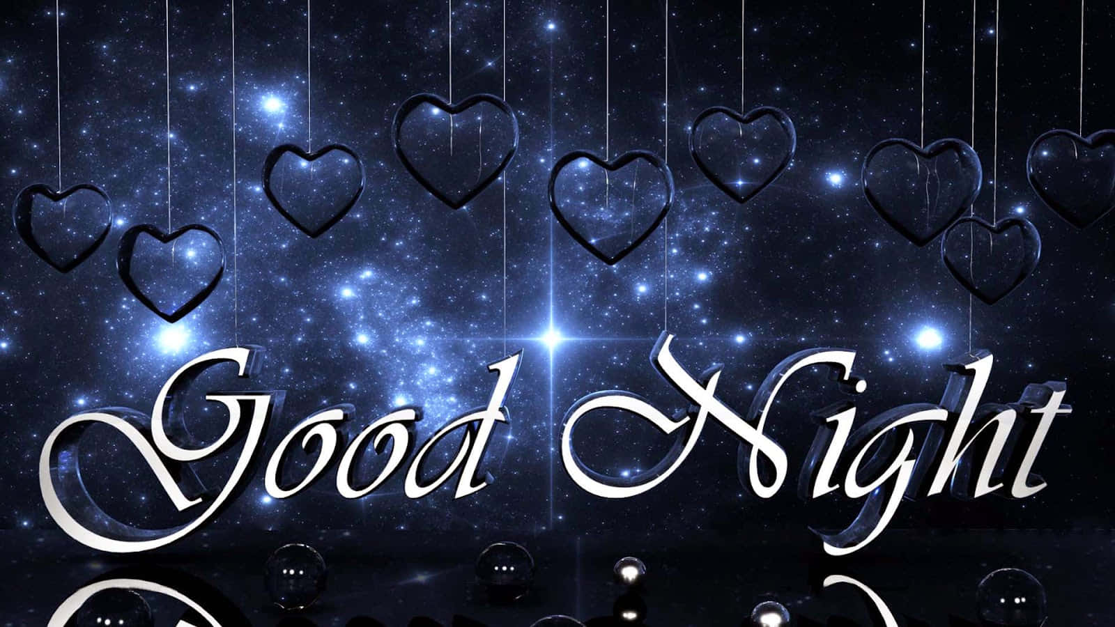 Good Night My Love, heartsand stars, starry night sky, HD Desktop Wallpaper