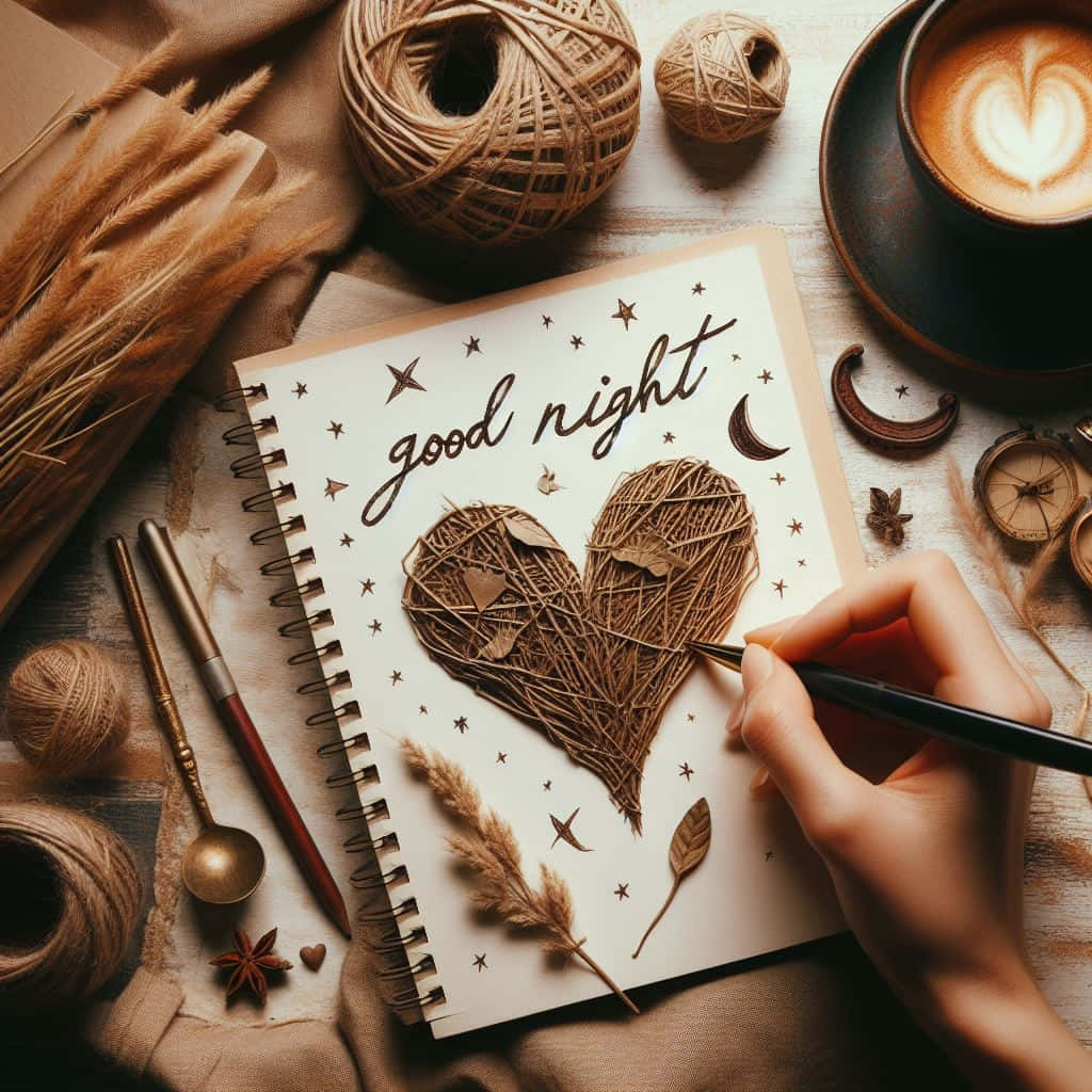 Good Night My Love, twine, notebook, SD Desktop Wallpaper