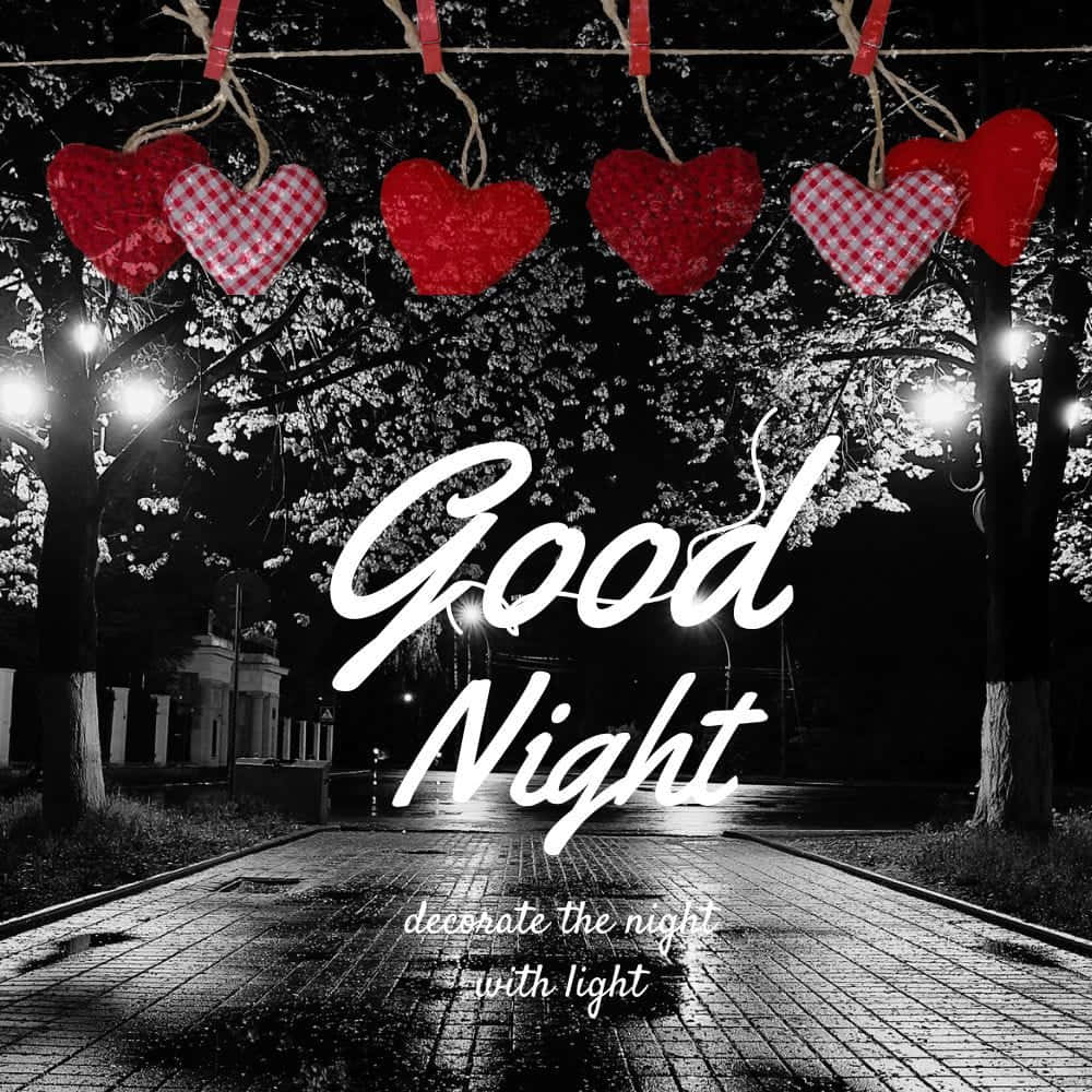 Good Night My Love, heartsand lights, red hearts, SD Desktop Wallpaper