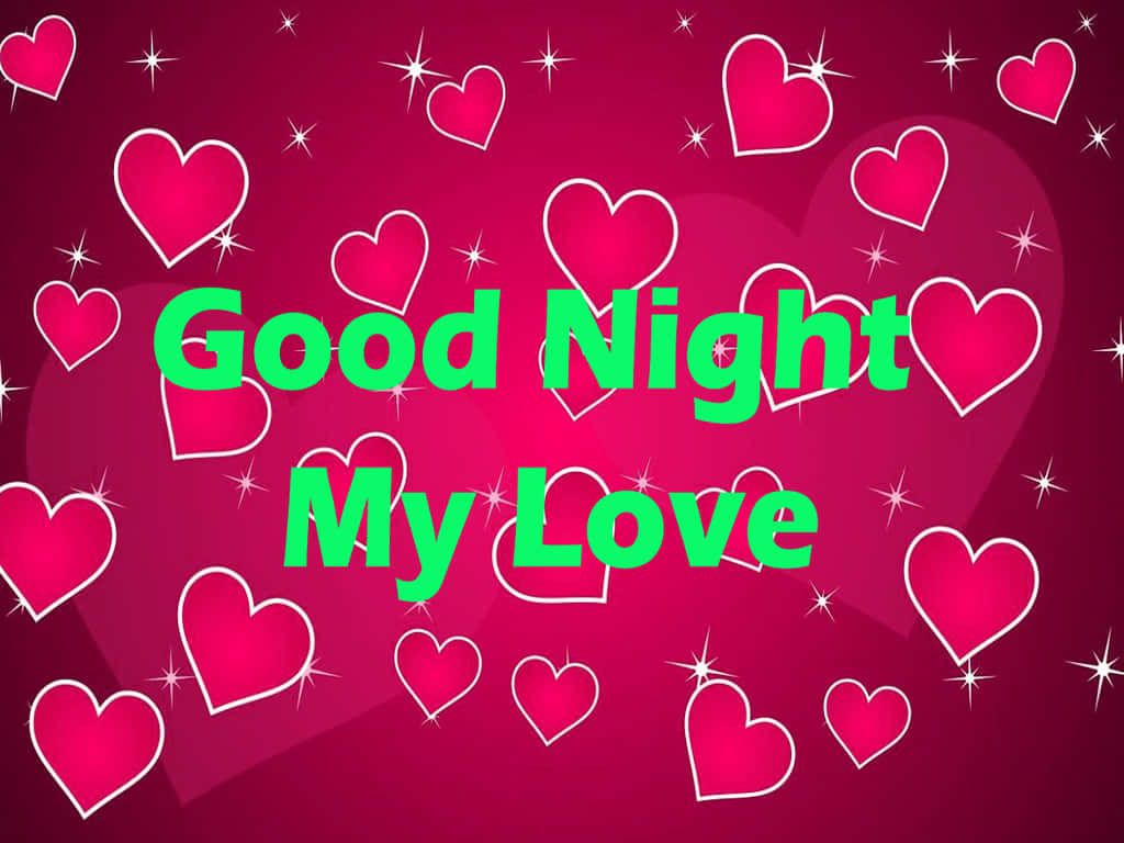 Good Night My Love, magenta, glowing pink hearts, SD Desktop Wallpaper