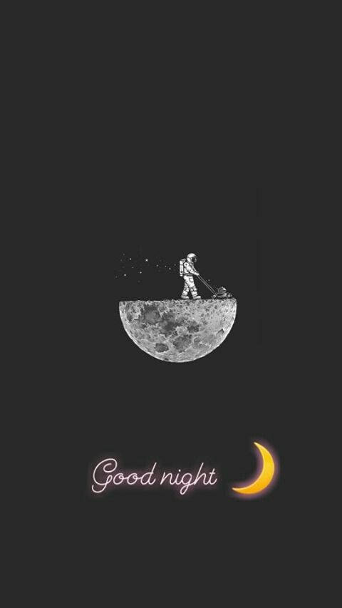 Good Night Space, astronaut, moon, SD Phone Wallpaper