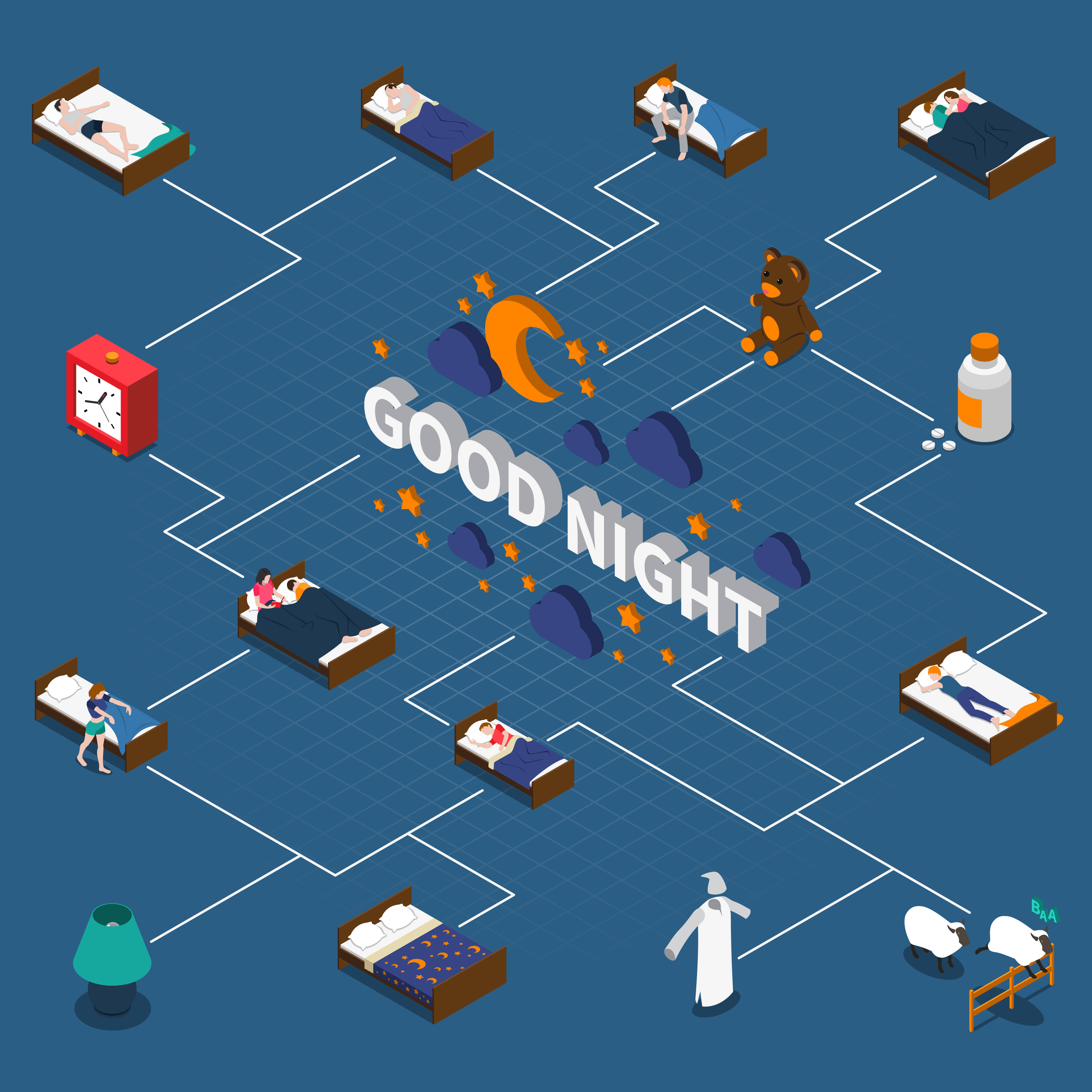 GOOD NIGHT, moon, stars, 4K Desktop Wallpaper