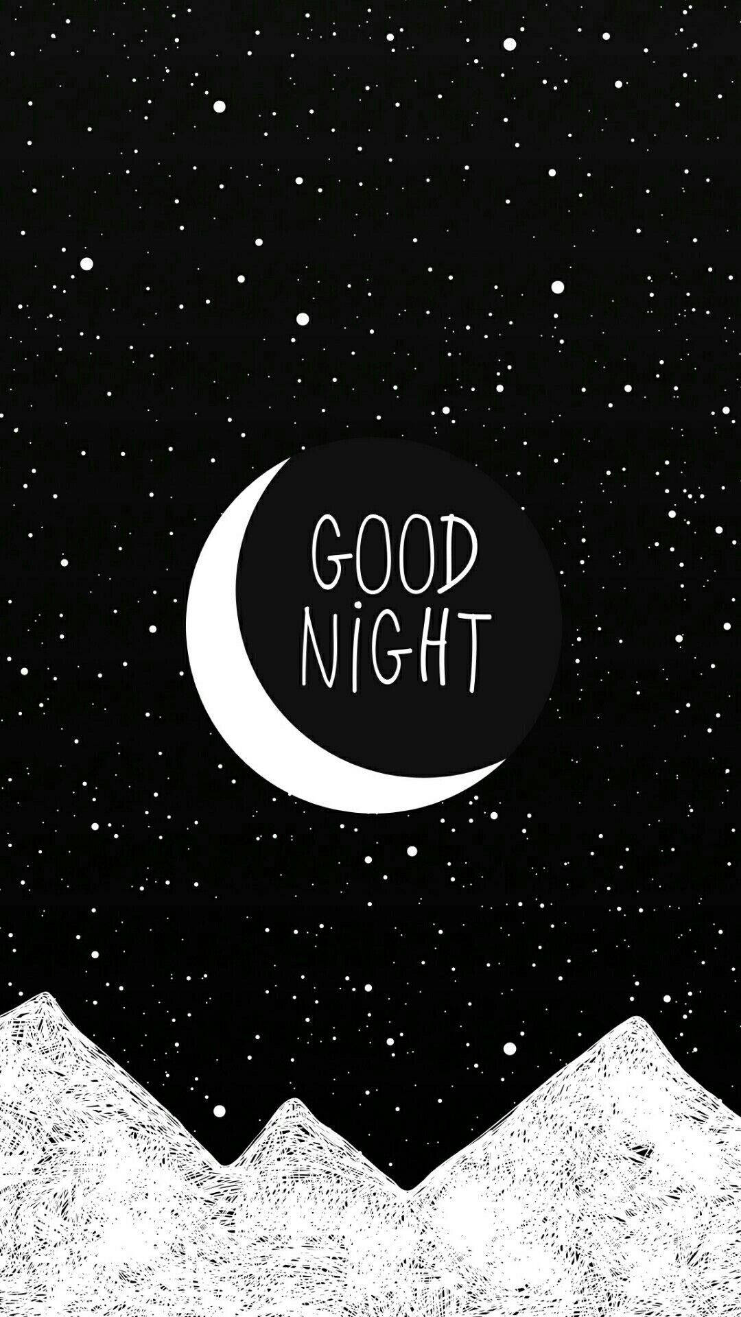 Good Night, crescent moon, starry sky, Full HD Phone Wallpaper