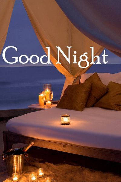 Good Night By The Shore, champagne bucket, glowing candles, SD Phone Wallpaper