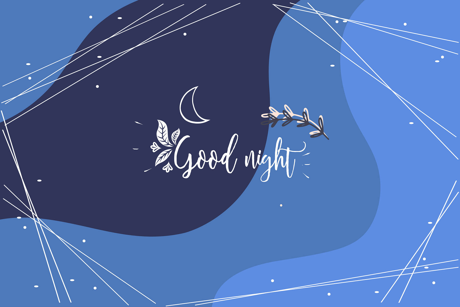 Good night, crescent moon, cursive text, Full HD Desktop Wallpaper