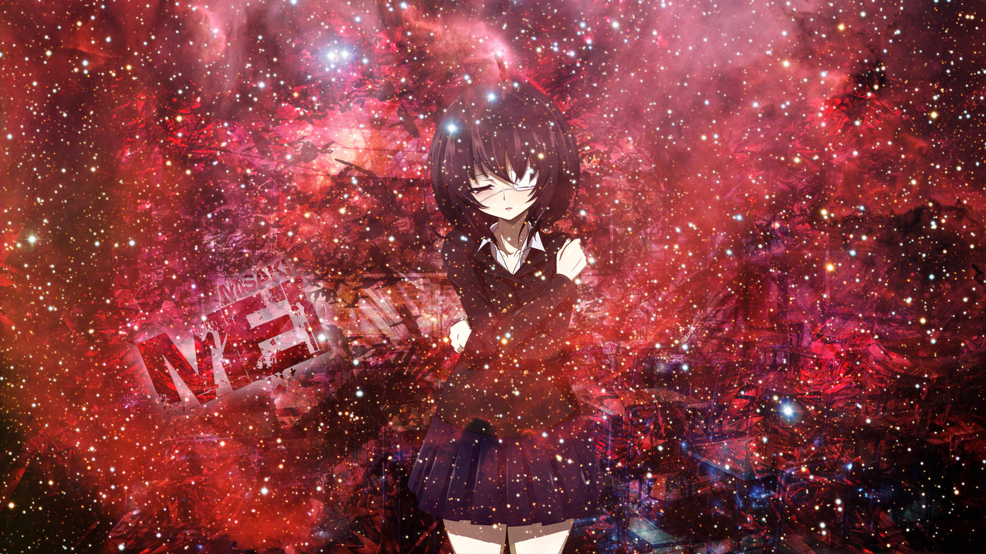Red Starry Night, anime girl, school uniform, Full HD Desktop Wallpaper