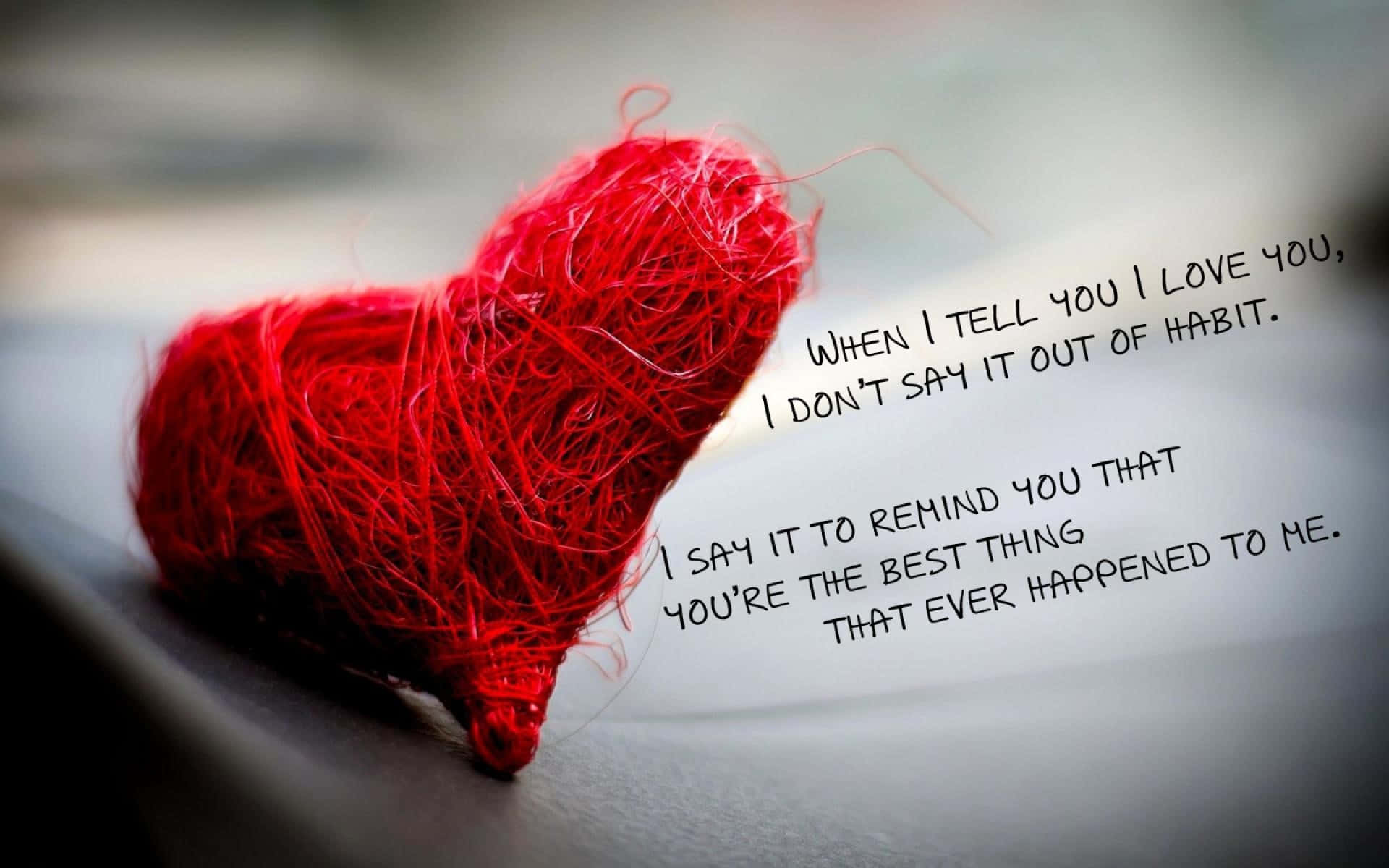 red heart, textured red yarn, gray surface, Full HD Desktop Wallpaper