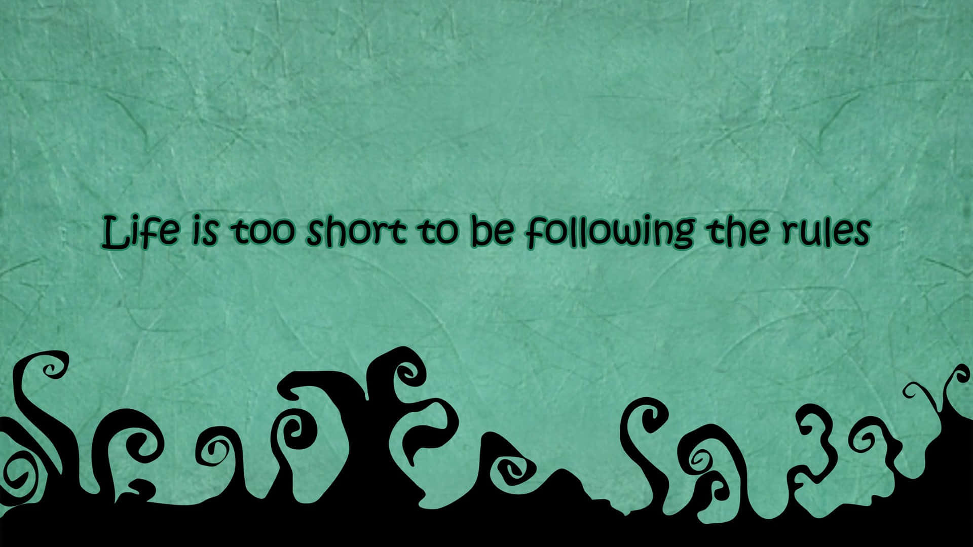 teal, black ornate swirls, textured background, Full HD Desktop Wallpaper