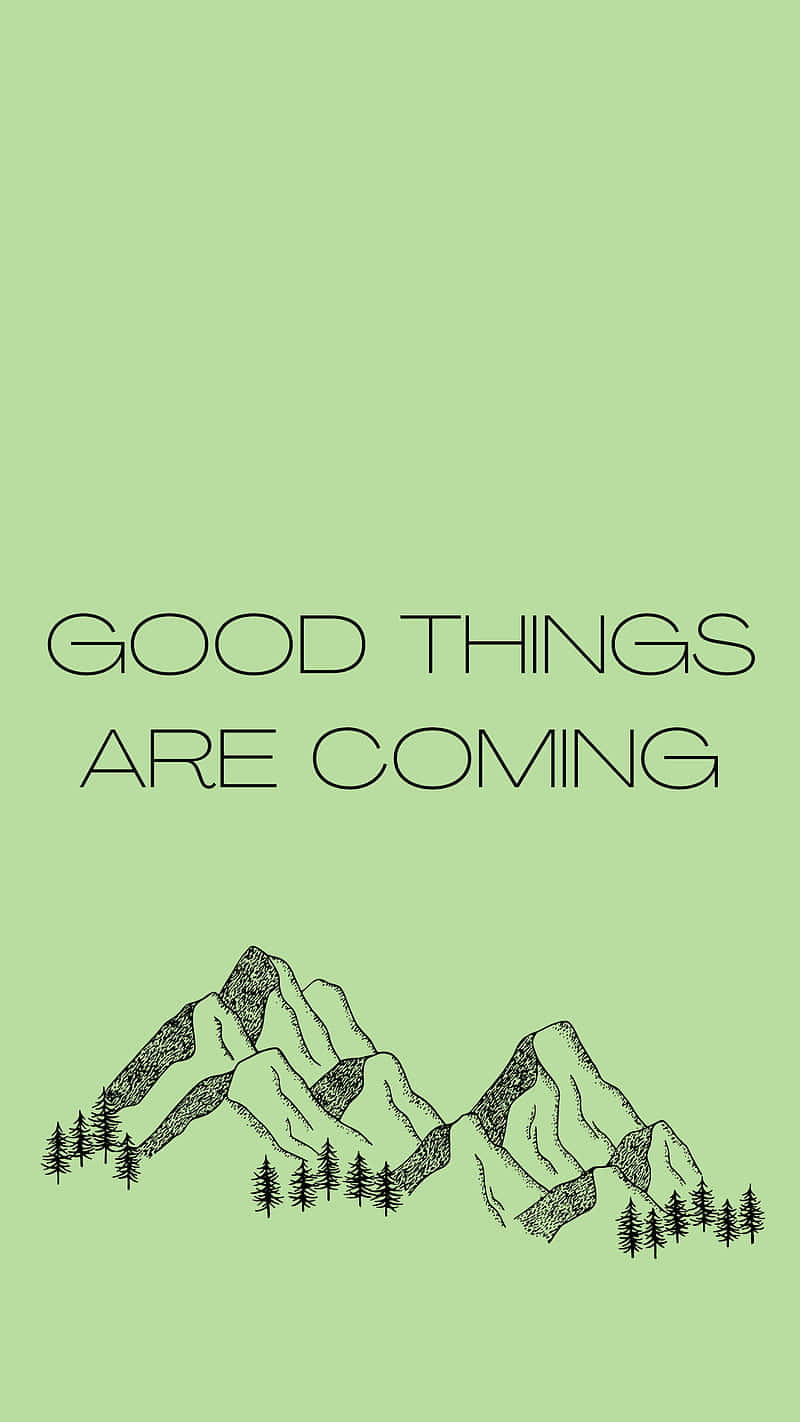 Good Things Are Coming, minimalist line-art, pine trees, HD Phone Wallpaper