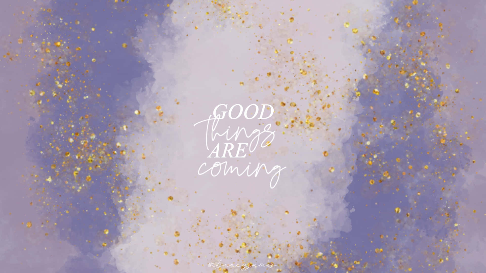 Good Things Are Coming, gold glitter, purple background, Full HD Desktop Wallpaper