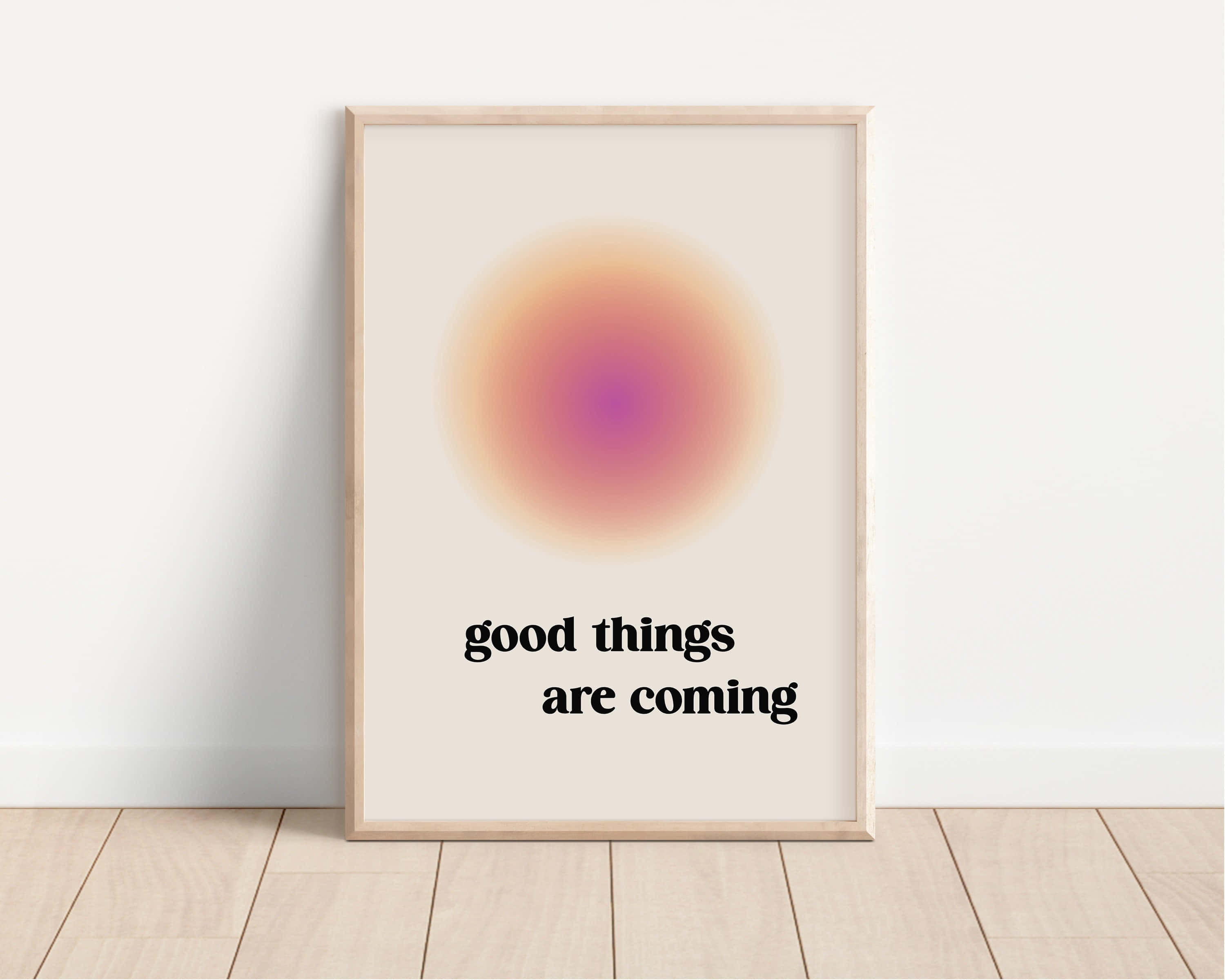 good things are coming, minimalist poster, soft gradient circle, 2K Desktop Wallpaper