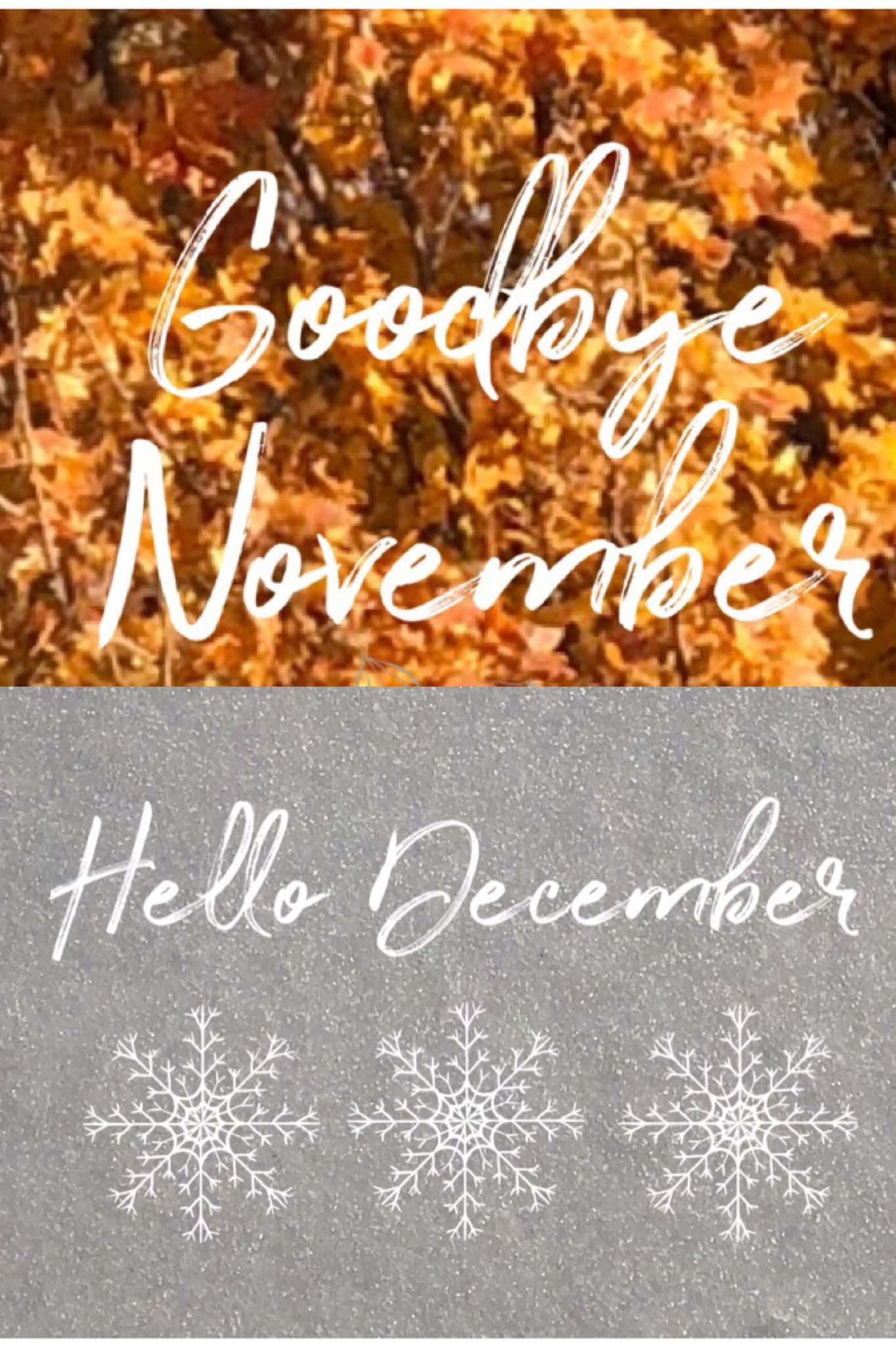 Goodbye November Hello December, autumn leaves, warm golds, Full HD Phone Wallpaper