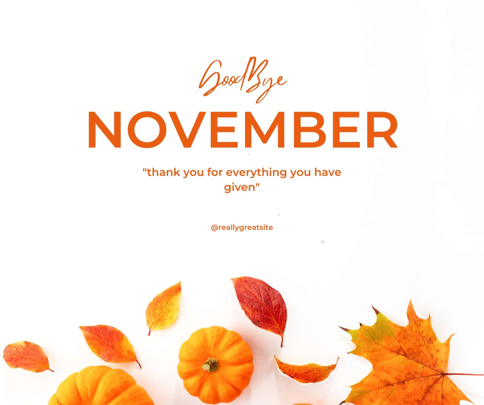 Goodbye November Hello December, orange pumpkins, autumn leaves, HD Desktop Wallpaper
